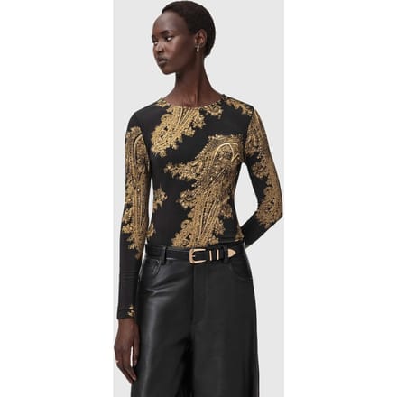 AllSaints Katlyn Top Ella Black Taglia: 6 | Maglie a manica lunga Outlet | Donna | Nero