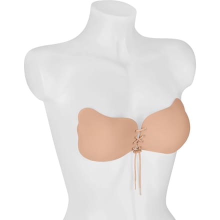 Bye Bra Lace-It Bh, Zelfklevende Bh, Push-Up Bh, Plak BH vetersluiting, Strapless En Backless Bh, Cup A-E, Beige, E