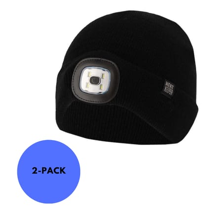 Heatkeeper - Thermomuts + LED lichtje kinderen - Zwart - 5/8 Jaar - 2-Stuks