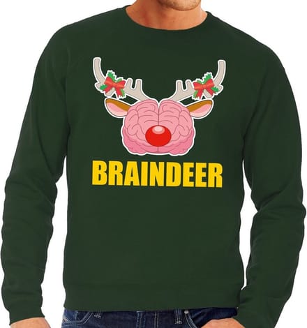Foute kersttrui / sweater braindeer groen voor heren - Kersttruien M