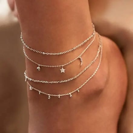 Maan en Sterren 14K Vergulde Enkelband - Anklet - 1 Stuk