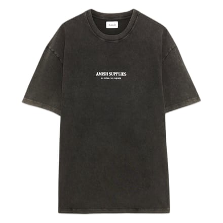 T-shirt Amish jersey grunge pigment steen - zwart
