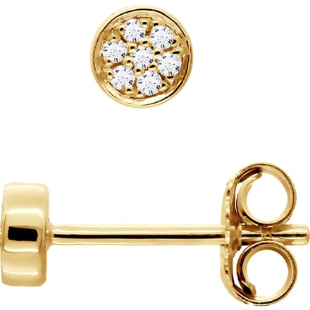 Oorbellen bezet met diamanten 0.020 Cts Illusion 0,35 Cts Yellow Gold