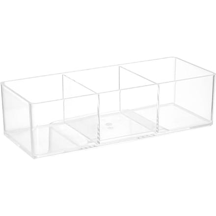 Multifunctionele Acryl Opbergdoos met 3 Vakken Transparante Make-up Cosmetica Organizer Watjes white