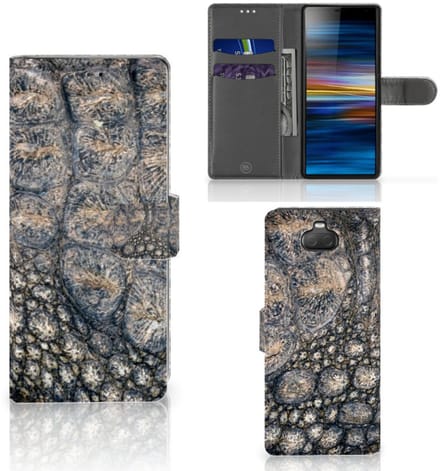 Sony Xperia 10 Telefoonhoesje met Pasjes Krokodillenprint
