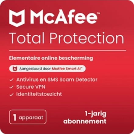 McAfee Total Protection | Jaarlicentie | Beveiliging voor 1 Apparaat