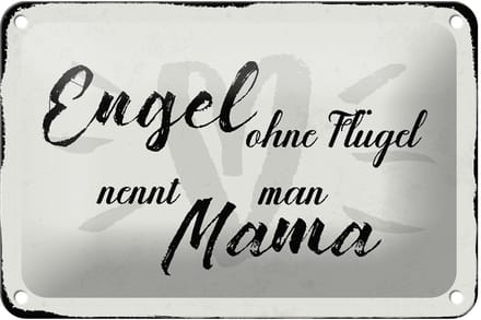 Blechschild Spruch 18x12cm Engel ohne Flügel Mama Herz