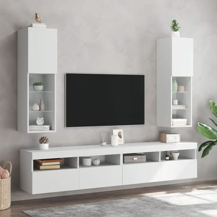 vidaXL - Tv-meubel - met - LED-verlichting - 30,5x30x102 - cm - wit