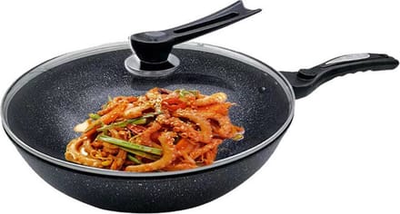 Waukeen wokpan 32cm Glazen Deksel Wok