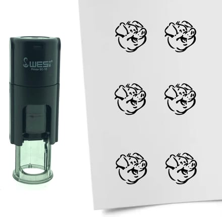 CombiCraft Stempel Varken 10mm rond - zwarte inkt