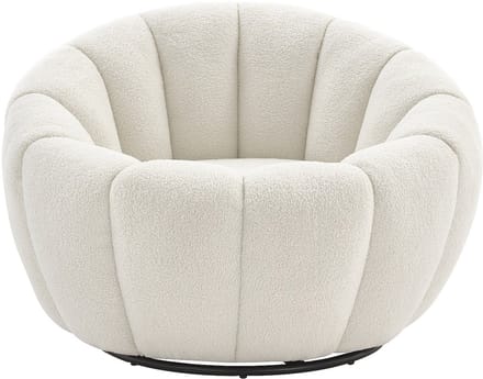 Vente-unique Draaiende schelpfauteuil in wit bouclé COSSATO