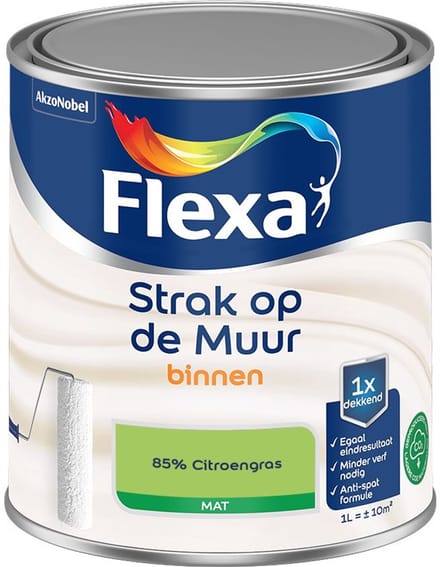 Flexa - Strak Op De Muur Binnen Mat - 85% Citroengras - Mengverf - 1 L
