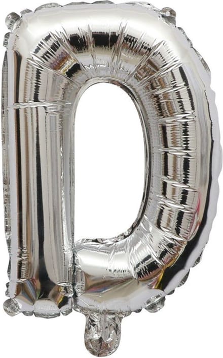 Folieballon / Letterballon Zilver - Letter D - 41cm