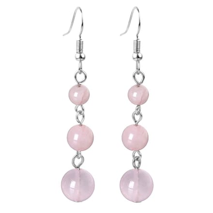 Fako Bijoux® - Oorbellen - Natuursteen - 6-8-10mm - Rozenkwarts