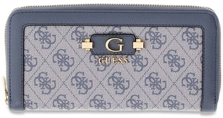 GUESS portemonnee Lindsey SLG Zip Around Wallet Slate Logo blauwgrijs