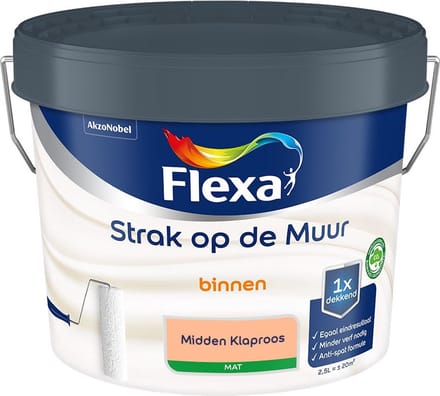 Flexa - Strak Op De Muur Binnen Mat - Midden Klaproos - Mengverf - 2,5 L