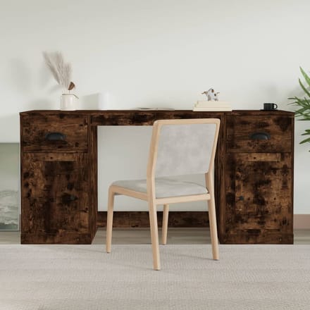 vidaXL - Bureau - met - kast - bewerkt - hout - gerookt - eikenkleurig