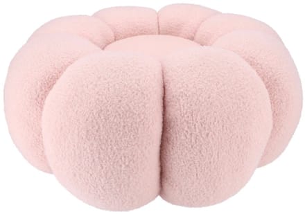 DK Design Bloemen Poef - teddy - roze - 65 x 30 cm - rond - woondecoratie