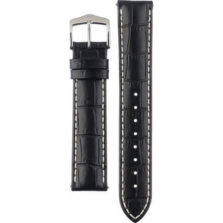 Hirsch Horlogeband -  Modena Zwart - Leer - 19 mm