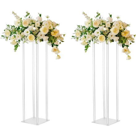 Bruiloft Acryl Straat Bloemenstandaard Cilinder Vaas Bloemstuk Bruiloft Decoratie beige
