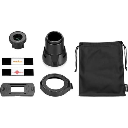 Godox AK-R21 Camera Flitsprojectorset met 65 mm projectielens + montageadapter voor ronde kop zwart