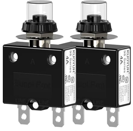 Thermische Stroomonderbreker 4A Met Drukknop Reset en Waterdichte Toetsafdekking - 2 Stuks