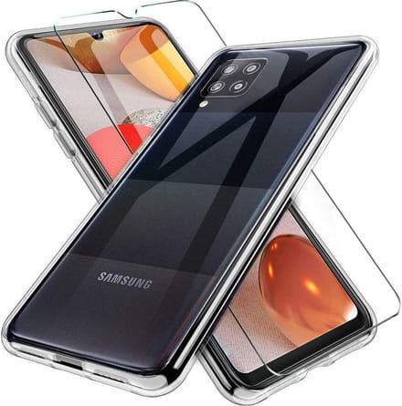 HB Hoesje Geschikt voor Samsung Galaxy A42 5G - Transparant - Siliconen Back Cover + Tempered Glazen Screenprotector
