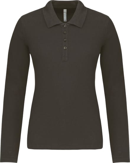 Kariban Piqué-damespolo lange mouwen K257 - Dark Grey - L