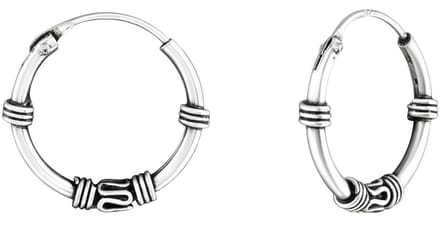 Joy|S - Zilveren Bali oorbellen - 14 mm / 2 mm - oorringen - geoxideerd