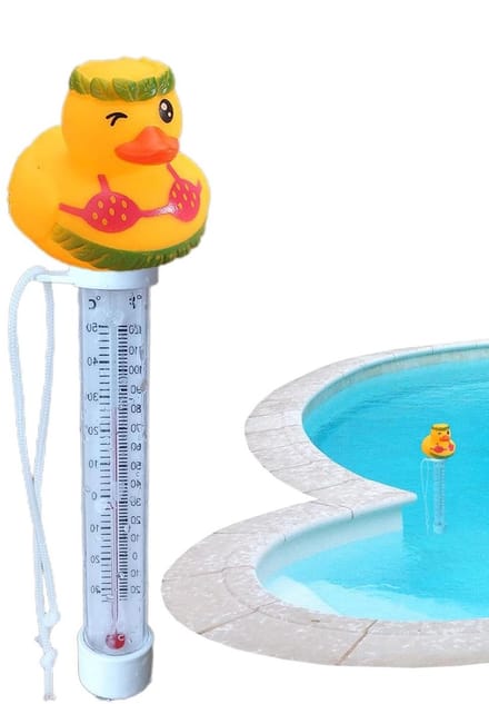 Drijvende Zwembadthermometer - Eend Thermometer - Water Temperatuur - Leuk Ontwerp - 21 cm - Geel