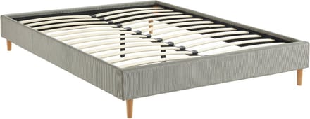 sweeek - Bed met lattenbodem, b 203 x d 148 x h 30cm, afwerking fijn corduroy