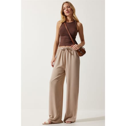 Katoenen Palazzo Broek met Touwsluiting Taille