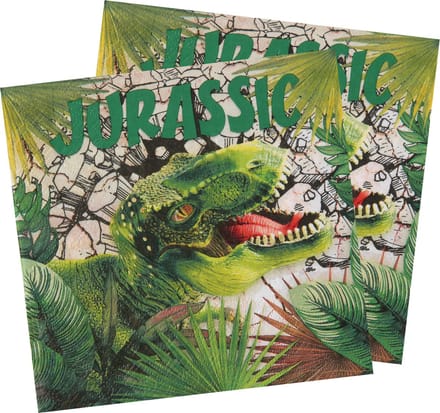 Santex dinosaurus thema feest servetten - 40x stuks - 33 x 33 cm - dino/t-rex themafeest