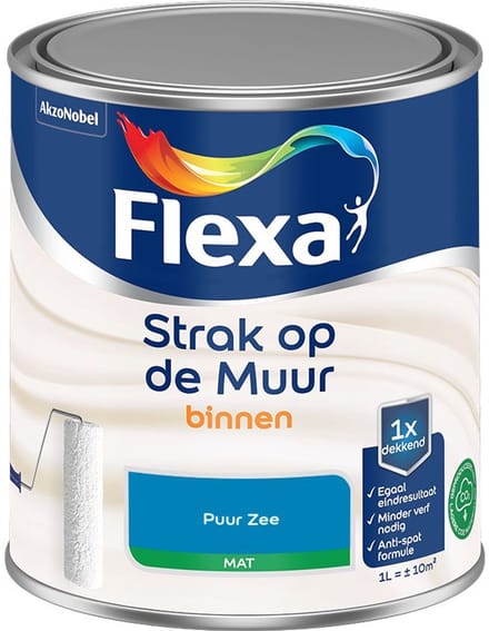 Flexa - Strak Op De Muur Binnen Mat - Puur Zee - Mengverf - 1 L
