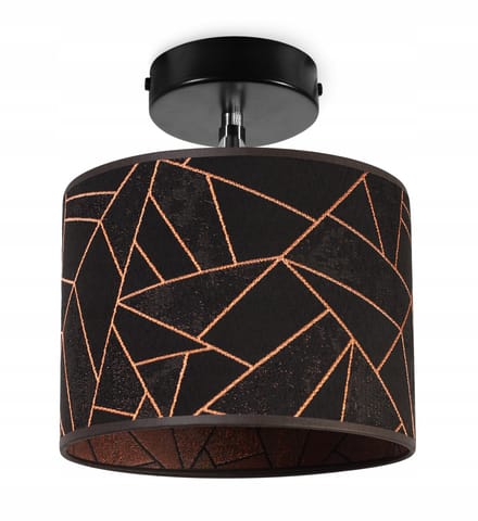 Light-Home WERONA – Hanglamp/Wandlamp – Stoffen Kap 20 cm – Zwart/Koper – Modern