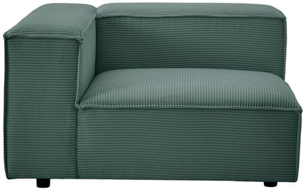 Vente-unique Hoekfauteuil links in groen ribfluweel RUZOLO
