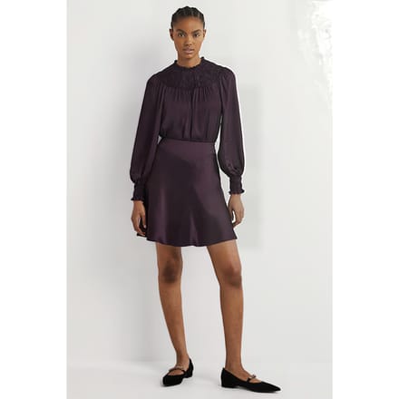 Boden Satin Bias-cut Mini Skirt Ber Maat: 22 | Mini Rokken Outlet | Dames | Paars