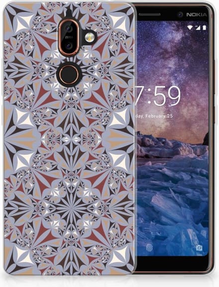 Nokia 7 Plus TPU Siliconen Hoesje Flower Tiles
