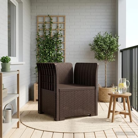 vidaXL - Eén-zits - Fauteuil - Rieten - Look - PP - Bruin
