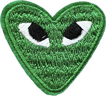 Patchy® – Hart Hartje Met Oogjes Strijk Embleem Patch Groen 4.2 cm / 3.8 cm / Groen - Patches (WOP)