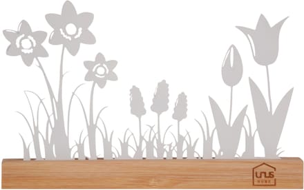 UNUS® Staander decoratieve bloemenweide lente wit met bamboevoe