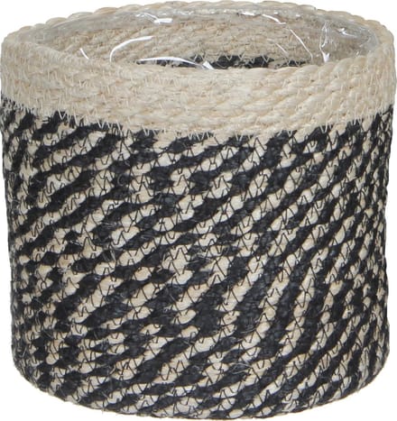 Mica Decorations Bloempot - rotan plantenmand - 18 x 18 cm - Met plastic binnenkant