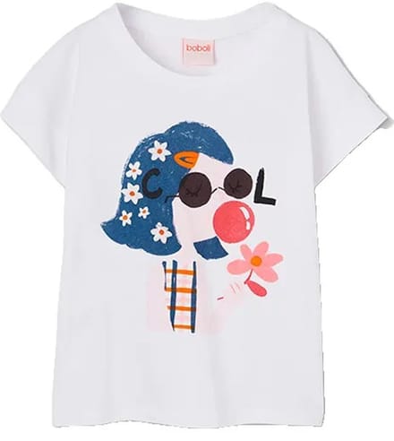 Boboli 323109 T-shirt Met Korte Mouwen Wit 24 Months Meisje
