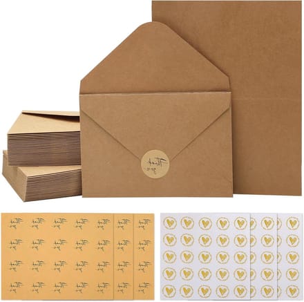 Allecto Plus - 60 sets vouwkaarten blanco envelopen kraftpapier bruiloft knutselen