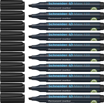 Schneider permanent marker - Maxx 133 - beitelpunt - zwart - 10 stuks - S-113301-10