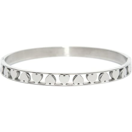 CO88 Collection Sense 8CB 90093 Stalen Bangle met Hartjes - One-size (60x50x6 mm) - Zilverkleurig