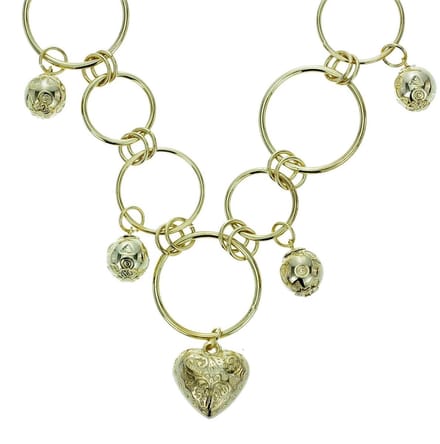 Behave - Ketting met grove schakels en hartje goudkleur - 59 cm