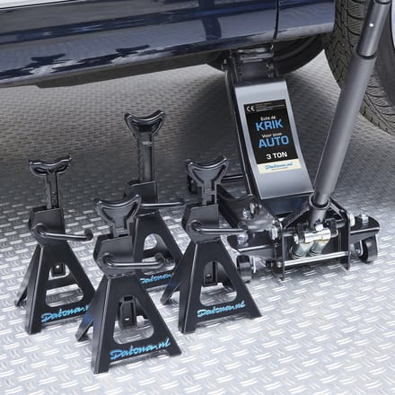 Datona® Autokrik laag model 3 ton met vier assteunen 3 ton - Zwart