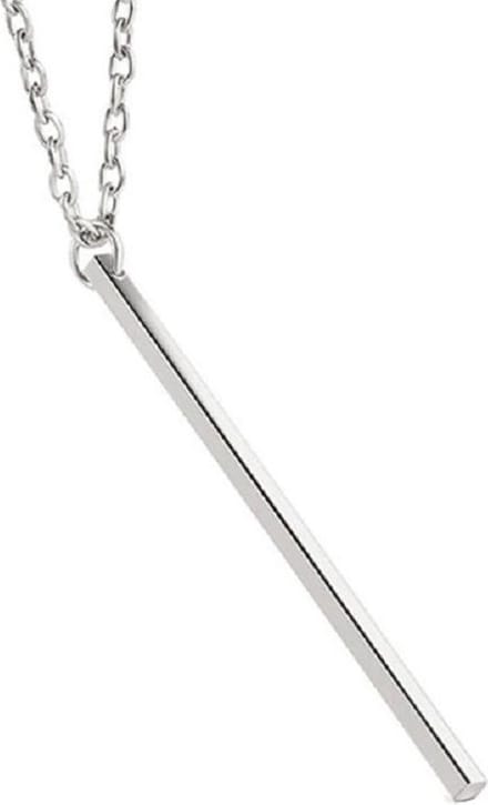 Lange ketting 70 cm - staaf hanger 5 cm - zilverkleurig