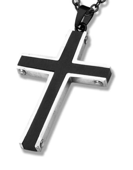 Montebello Ketting Kjell - 316L Staal - Carbon - Kruis - 45x30mm - 60cm